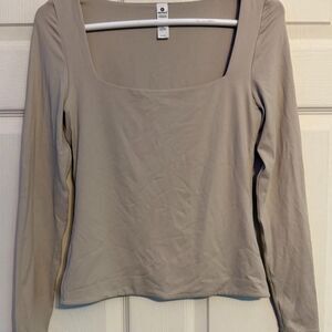 90 Degree Square Neck Long Sleeve Top